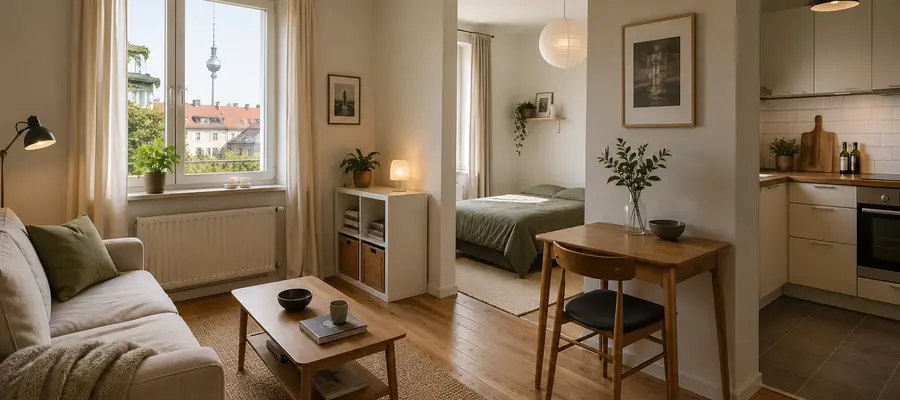 Furnished 1-room apartment in Berlin with compact living and sleeping area