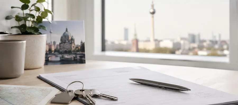 Rental documents and apartment keys for Anmeldung in Berlin
