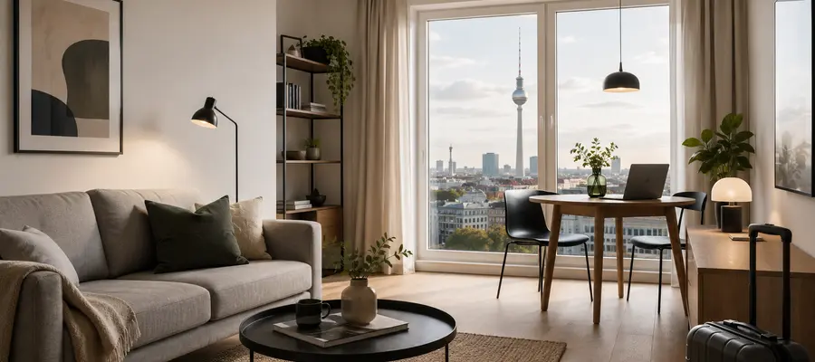 Furnished apartment in Berlin with modern interior and city views
